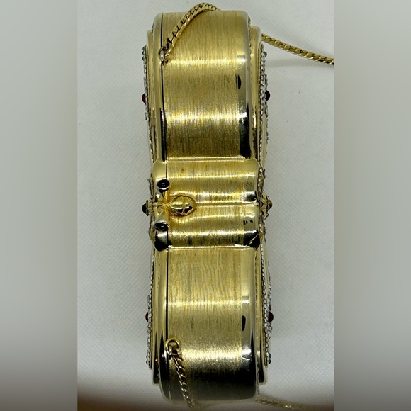 Judith Leiber RARE Butterfly Minaudiere Bag Cabachon & Swarovski Brushed Gold - Picture 11 of 12